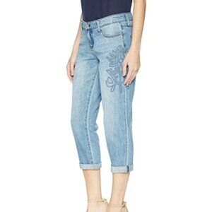 Liverpool The Cameron Crop Boyfriend Jeans Embroidered Denim Casual Women Size 6